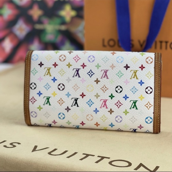 🦄AUTHENTIC🦄 Louis Vuitton Tresor Porte Murakami International Multicolored - Picture 2 of 10